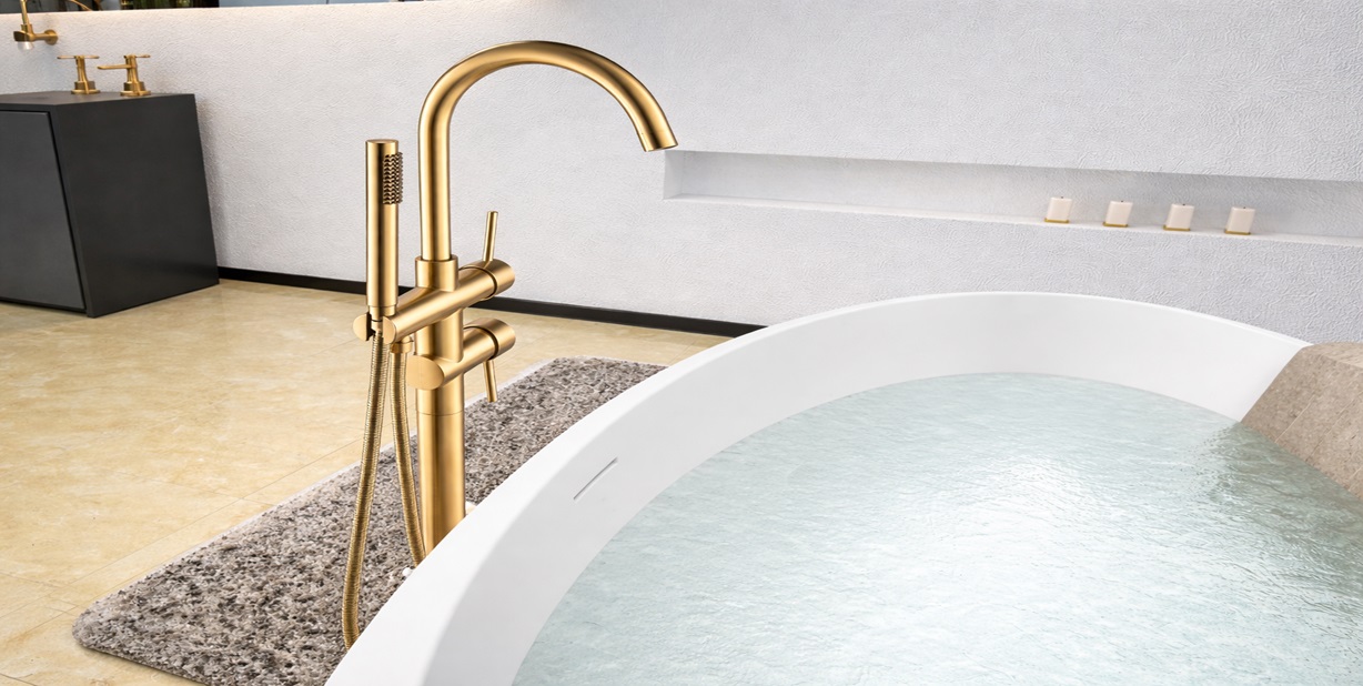 Fontana FS1374 freestanding tub faucet with hand shower for hospitality bath suites